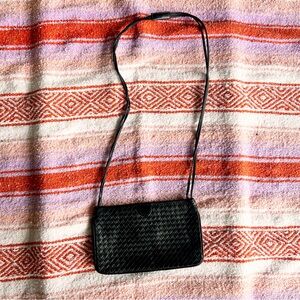 Vintage Style Black Woven Crossbody Bag